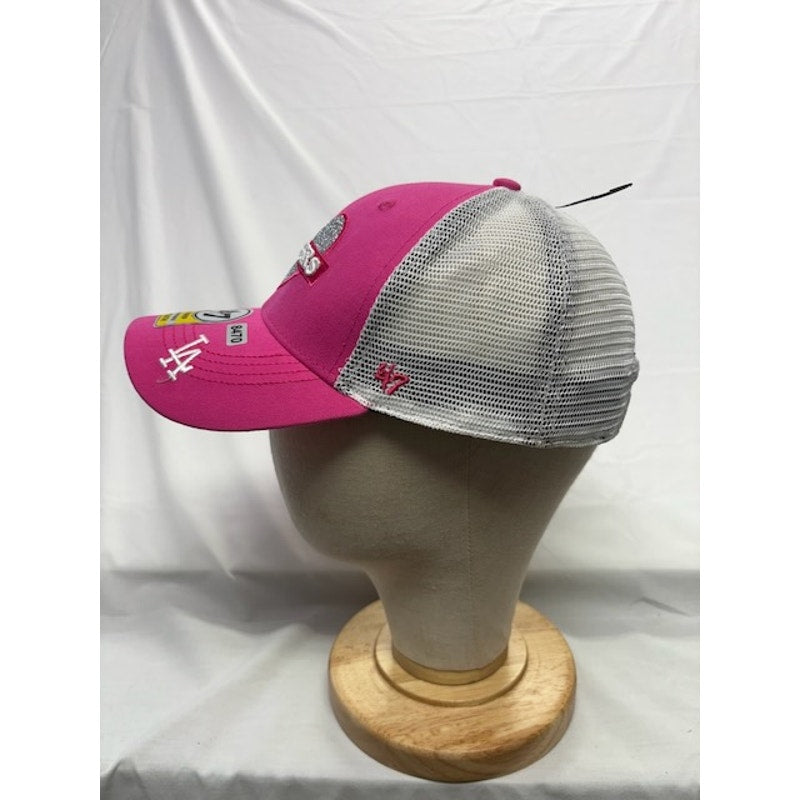 47 Brand Los Angeles Dodgers Trucker Hat Glitter Heart Pink Gray Youth