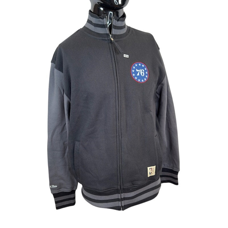 Mitchell & Ness NBA Philadelphia 76ers Varsity Jacket Front Zip Black Mens L