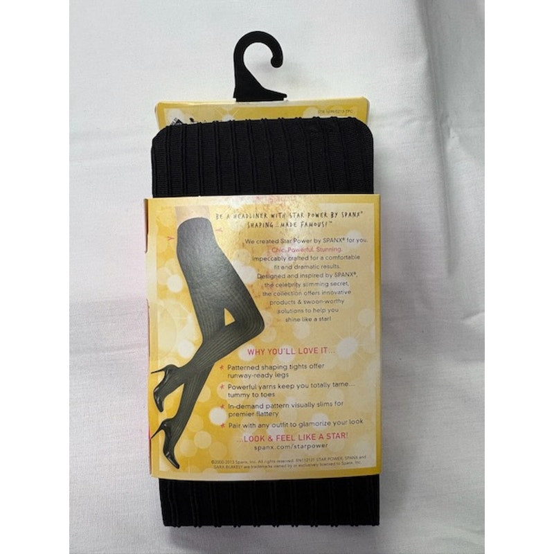 Star Power By SPANX Center-Stage Ribbed Row Shaping Tights Black Size E