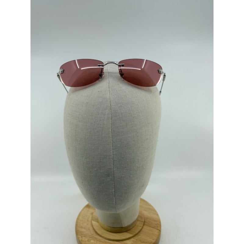 Versace Rimless Sunglasses Pink Lens Silver Frame Luxury Eyewear Womens OS