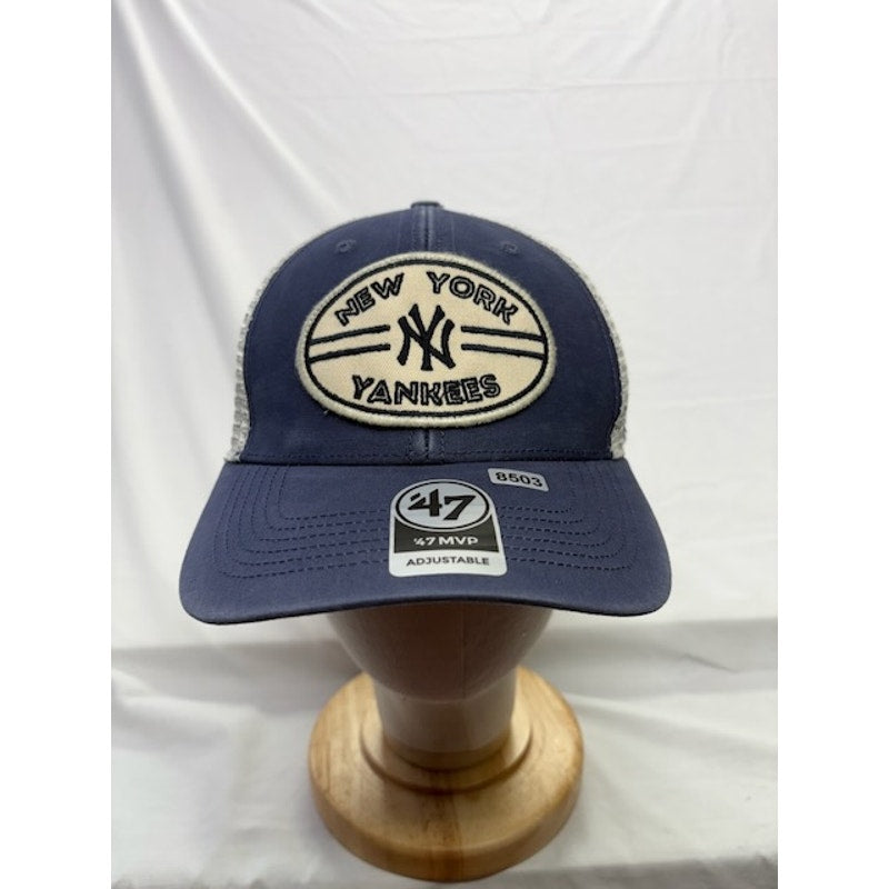 '47 MVP New York Yankees Trucker Hat Patch Adjustable Blue Cream Unisex OSFA