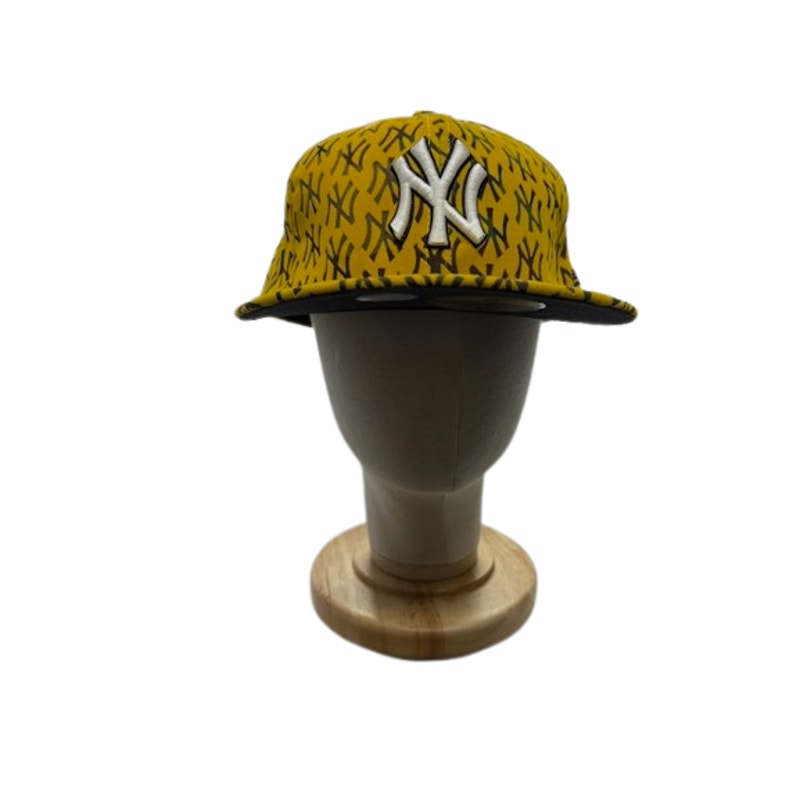 New Era 59FIFTY Fitted New York Yankees Monogram Print Yellow Unisex Size 8
