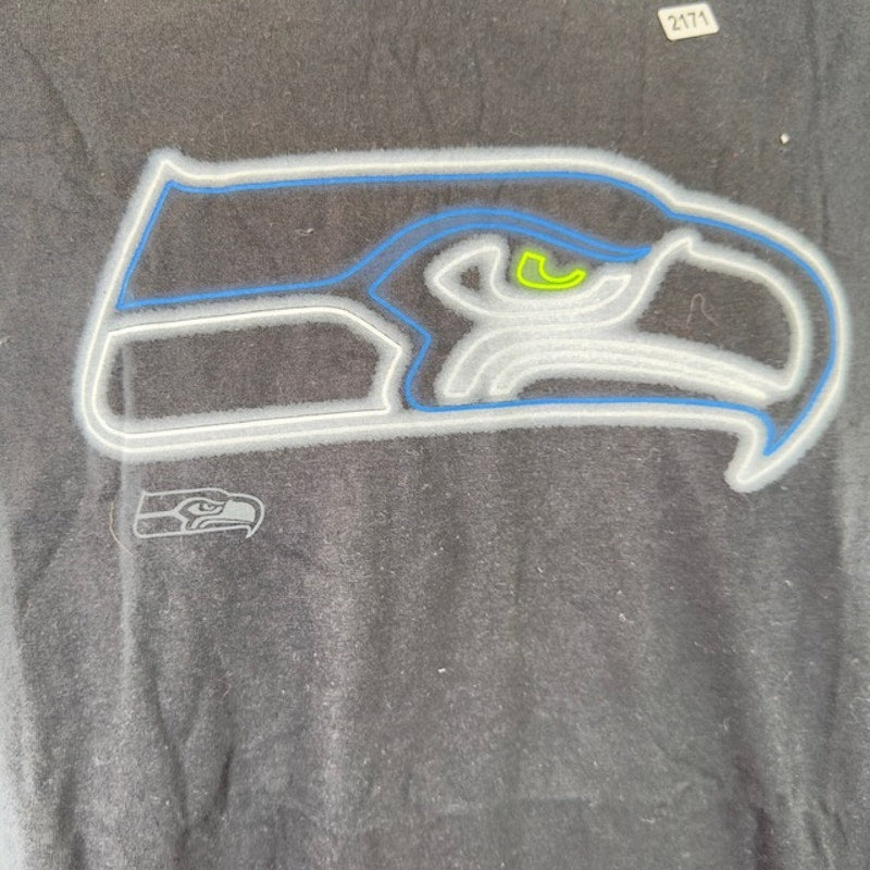 Majestic Seattle Seahawks T-Shirt Short Sleeves Graphic Print Black Mens SIze M