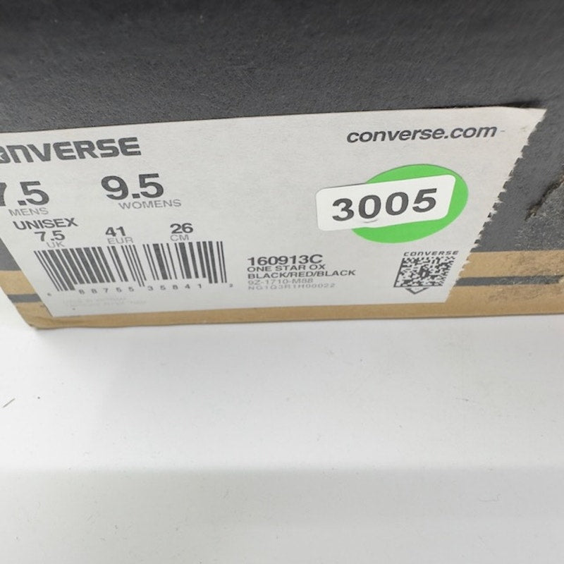 Converse One Star OX Sneaker Low Top Black Red 160914C Unisex Size M7.5/W9.5