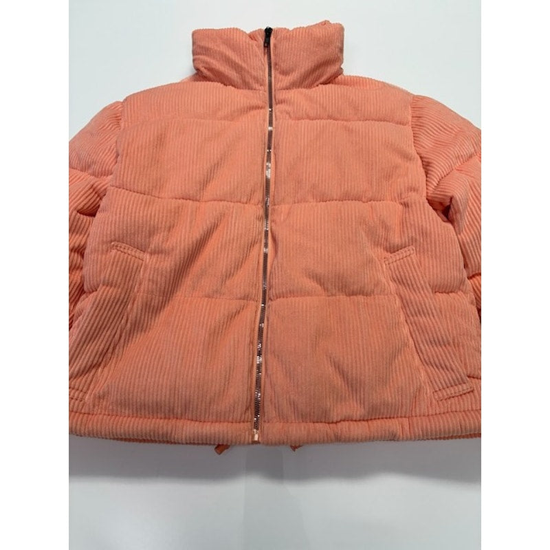 Collection B Cropped Corduroy Puffer Coat Full Zip Blush Womens Size XS