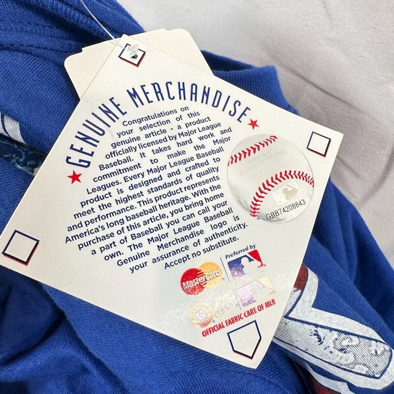 Majestic MLB New York Mets Tee Shirt Crew Neck Short Sleeve Blue Mens Size L