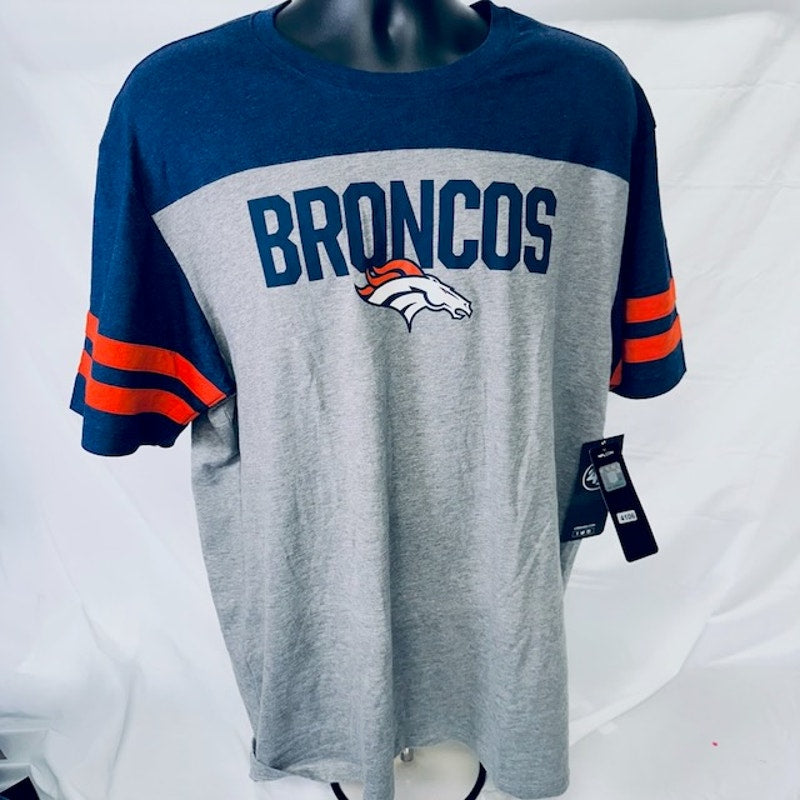 47 Brand Denver Broncos '47 Versus Club T-Shirt Gray Orange Mens Size XL