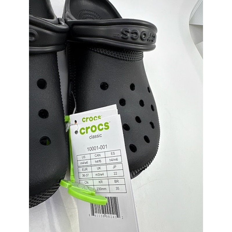 Crocs Classic Clog Sandals Rubber Slip-On Shoes Black Unisex Size M4/W6