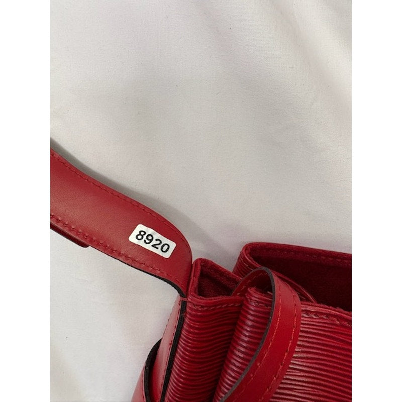Authentic Louis Vuitton Sac d'Epaule Handbag Epi Leather Bucket Bag M80197 Red