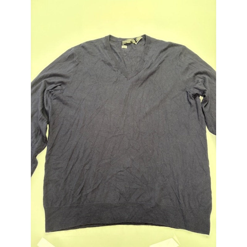 Ralph Lauren V-Neck Sweater Long Sleeves Pullover Cashmere Black Mens Size XL