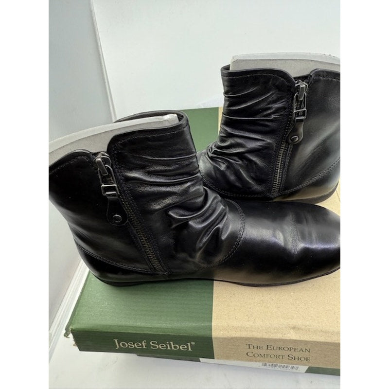 Josef Seibel Naly 24 Ankle Boots Leather Side Zipper Black Womens Size 36
