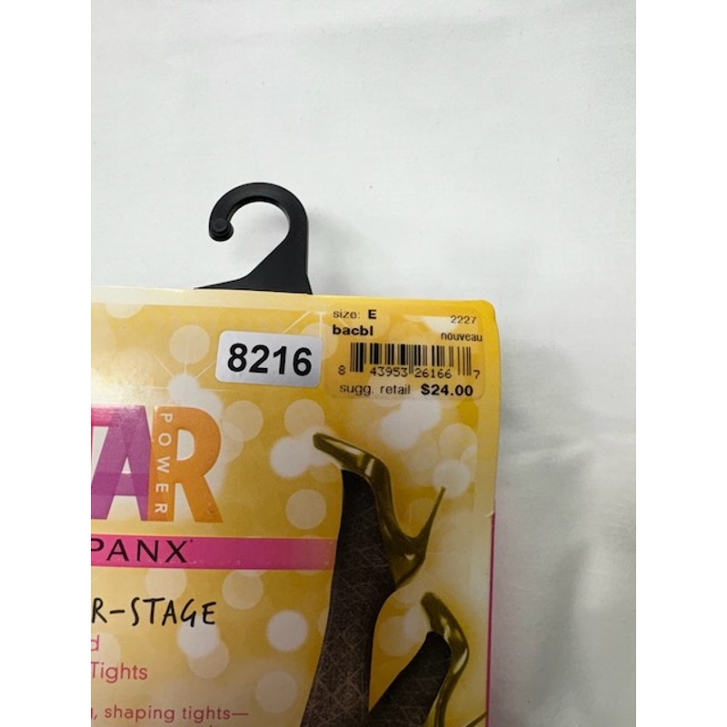 Star Power by SPANX Nouveau Patterned Shaping Tights Backdrop Black Size E