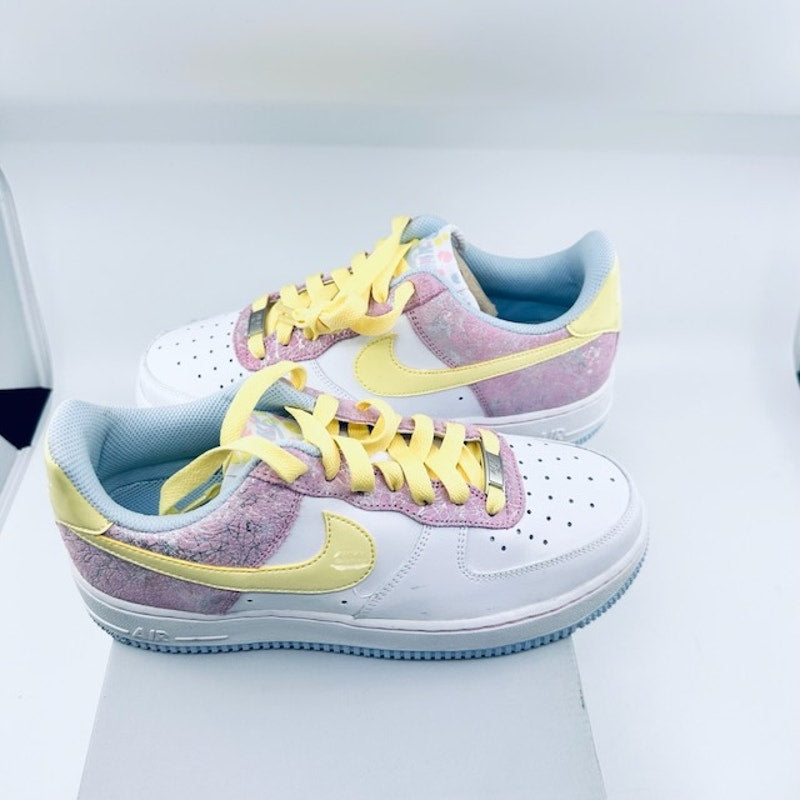 Nike Air Force 1 GS Sneakers Shoes 314219-171 Lace Up Lemon Chiffon Kids 6Y