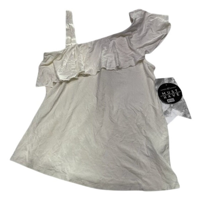 Crave Fame By Almost Famous One Shoulder Ruffle Pullover Blouse Top White M