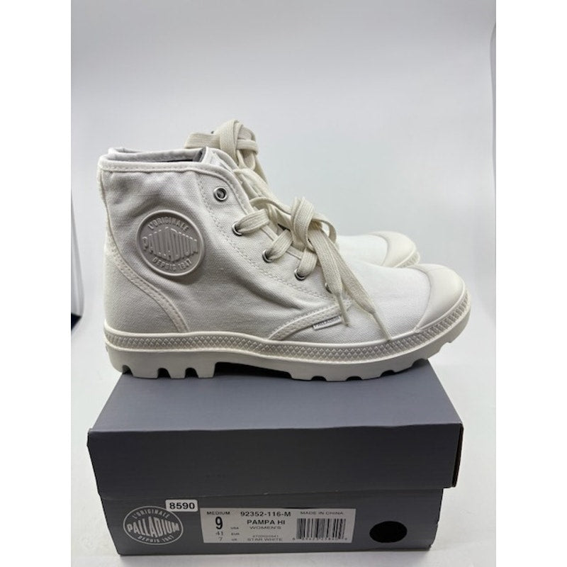 Palladium Pampa Hi Canvas Boots Lace-Up 92352-116-M Star White Womens Size 9