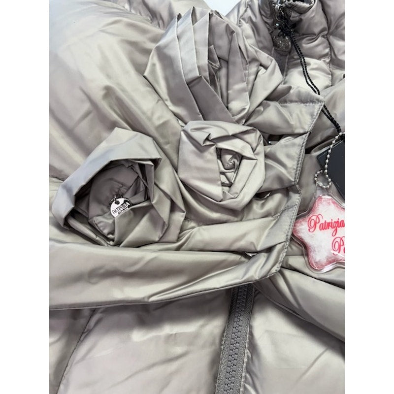 Patrizia Pepe Premium Long Puffer Down-Jacket Full-Zip Beige Womens Size 44