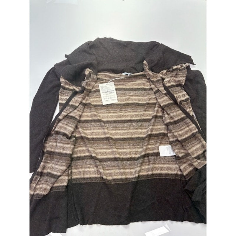 Marella Sport Striped Cardigan Knitted Sweater Open Front Brown Womens Sz L