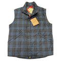 Isaia O'Pallone Quilted Plaid Down Puffer Vest Blue/Black Mens Size 54R