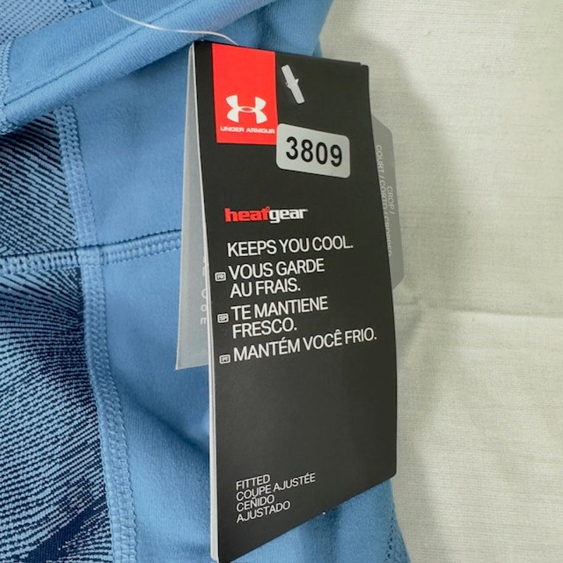 Under Armour UA Heatgear Fitted Leggings Geometric Pattern Blue Womens L