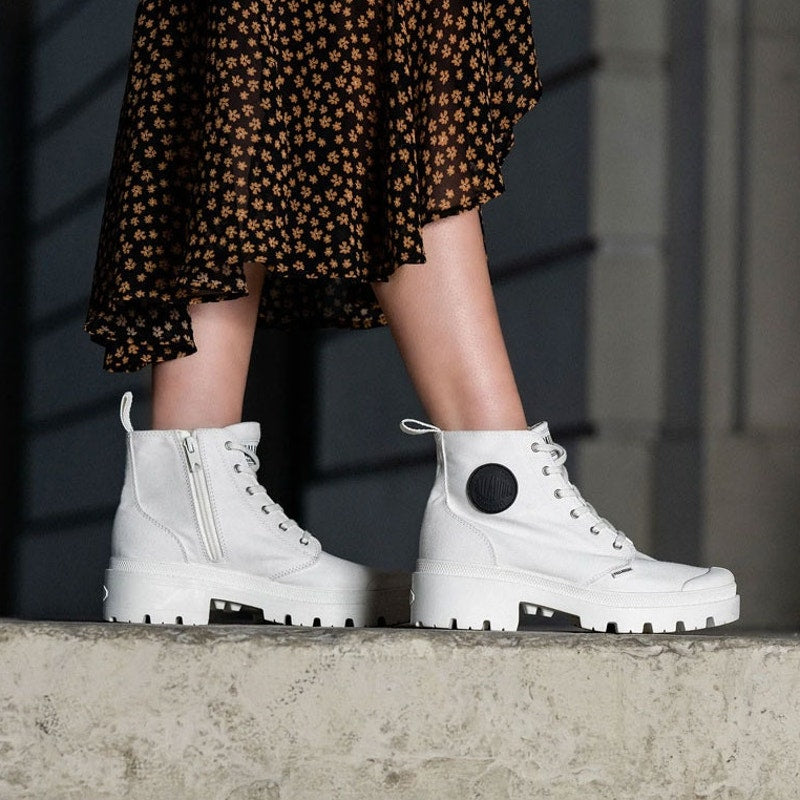 Palladium Pallabase Twill Ankle Boots 96907-116-M Star White Womens Size 10