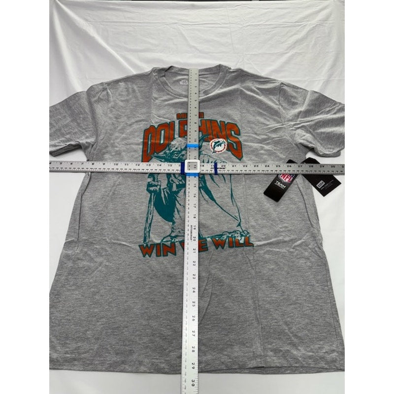 Junk Food X Star Wars Miami Dolphins YODA WIN WE WILL T-Shirt Gray Mens Sz L
