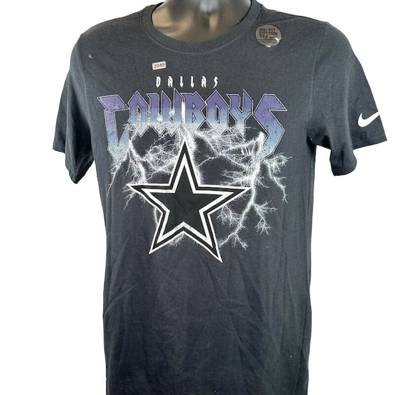 Nike Dri-Fit NFL Dallas Cowboy Retro T-Shirt Thunderbolt SS Black Mens Size S