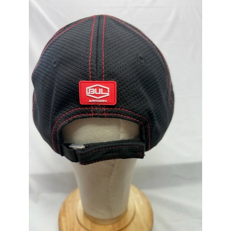 Bull Armory Adjustable Hat Performance Mesh Tactical Cap Black Red Adult OS