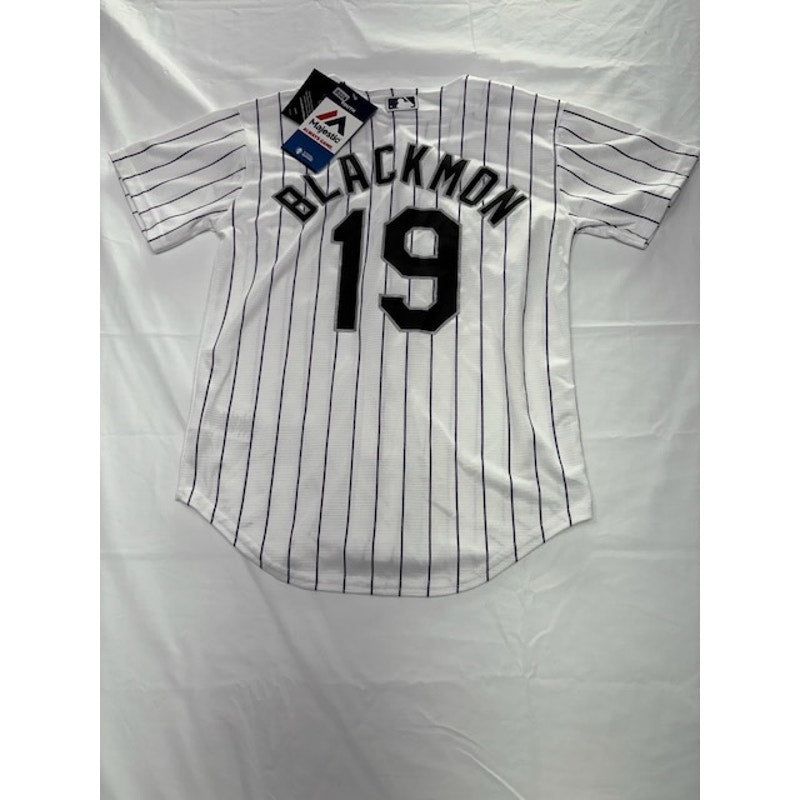 Majestic Colorado Rockies Jersey Blackmon #19 Pinstripe White Youth Size M