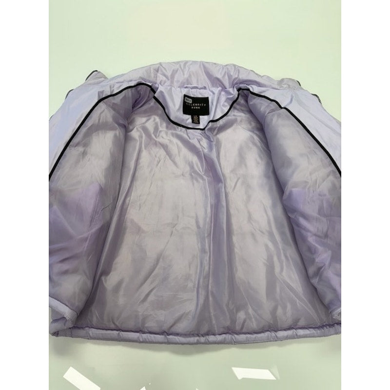 Celebrity Pink Cropped Puffer Coat Front Zipper Lined Purple Womens Size L
