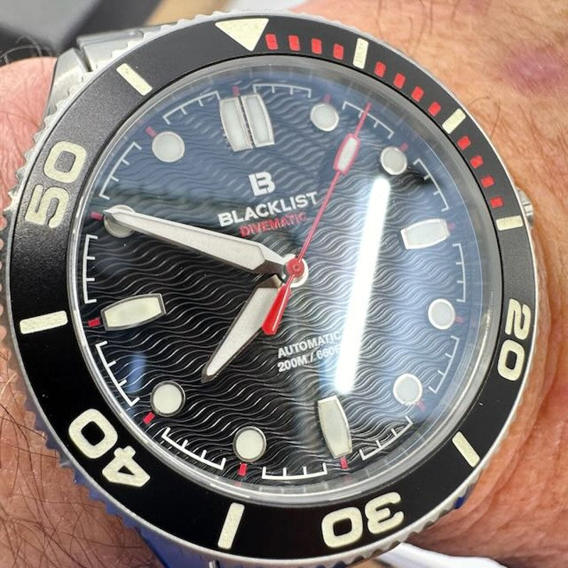 Blacklist Divematic Black Widow Watch Silver Stainless Steel Black Dial OS
