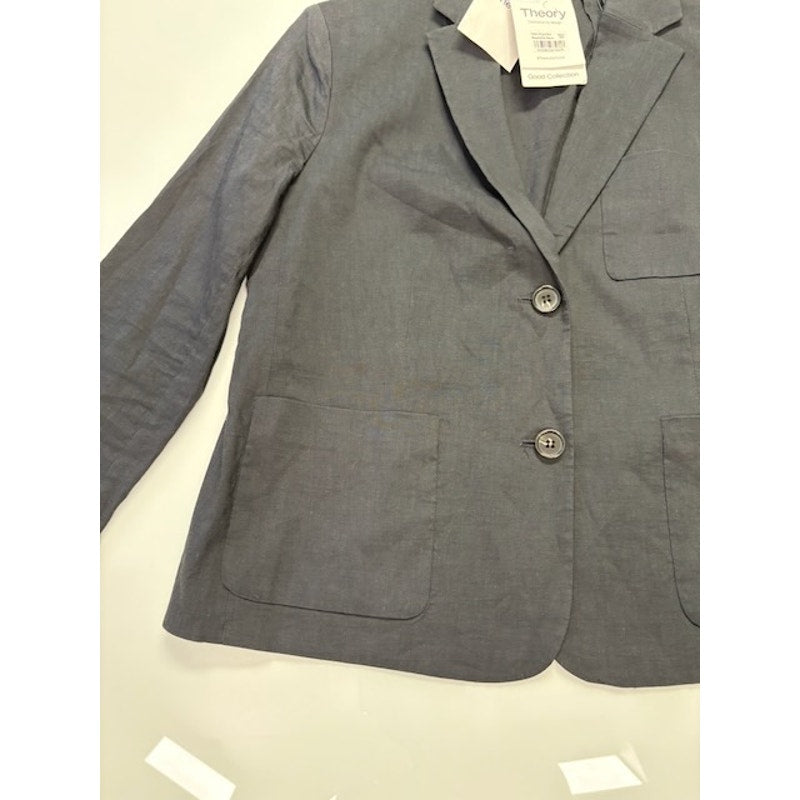 Theory Shrunken Split Cuff Two Button Blazer 3/4 Sleeve Womens Gray Size 2