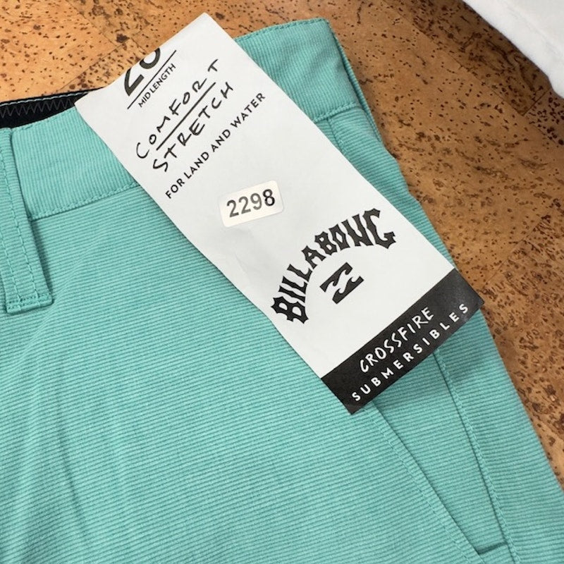 Billabong Crossfire Submersible Shorts Relaxed Mid-Length Jade Stone Mens 28