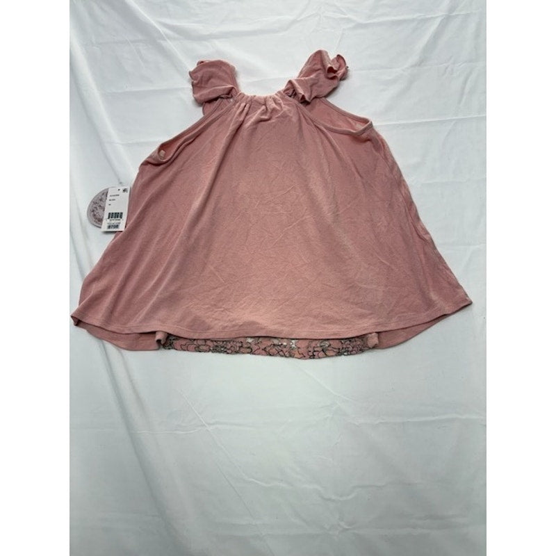 Gypsies & Moondust Floral Lace-Front Ruffle Top Sleeveless Blush Womens XS
