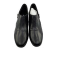 Romika Leather Ankle Loafer Shoes Block Heels Side Zipper Black Womens Size 37