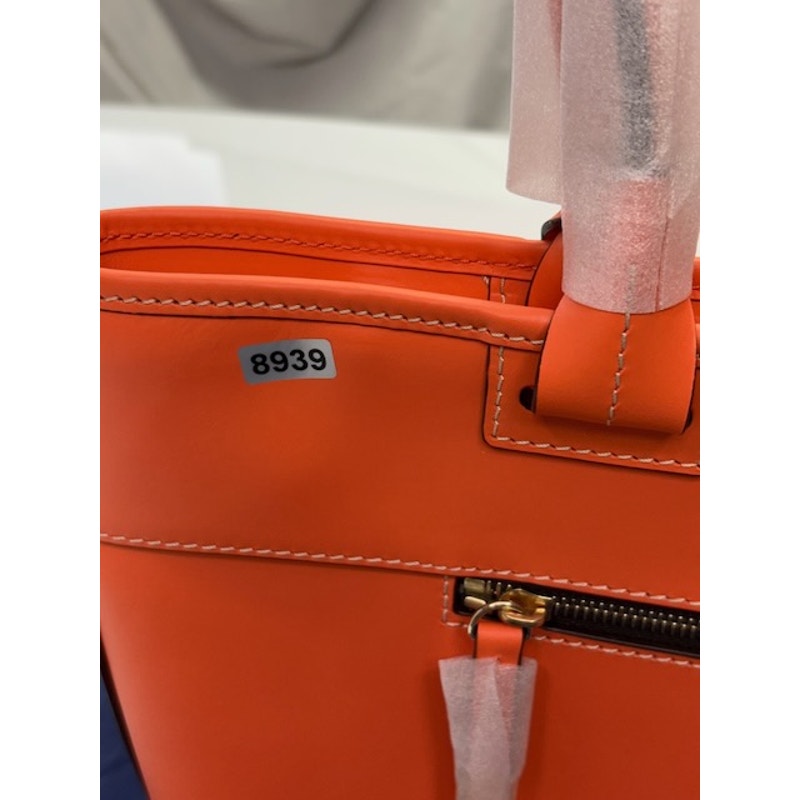 Dooney & Bourke Smooth Leather Quincey Zip Tote Shoulder Bag Zipper Orange