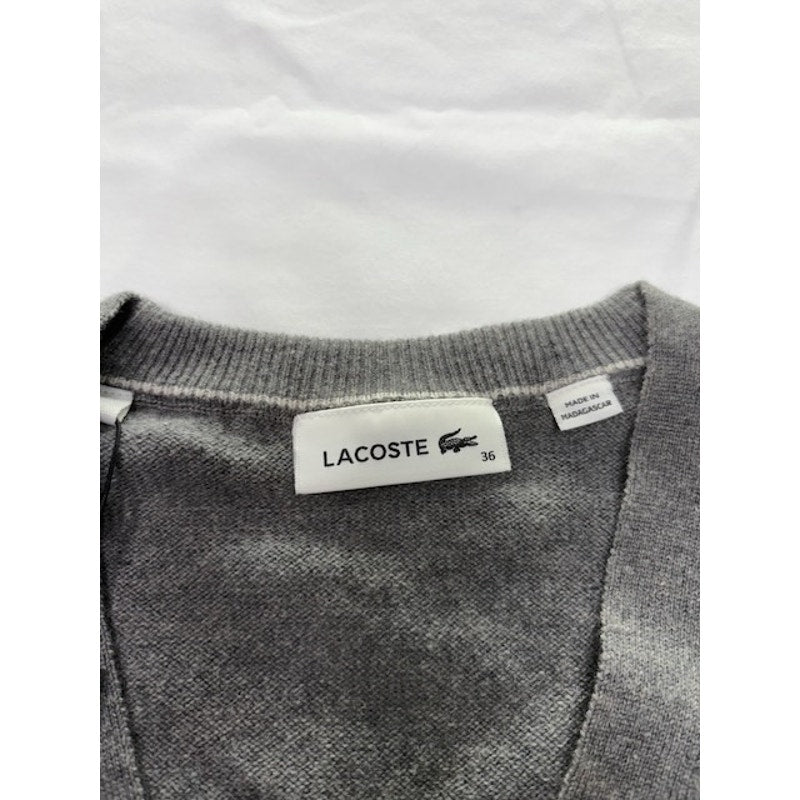 Lacoste Cardigan Sweater Low Cut V-Neck Button-Up Heather Agate Mens Size 36