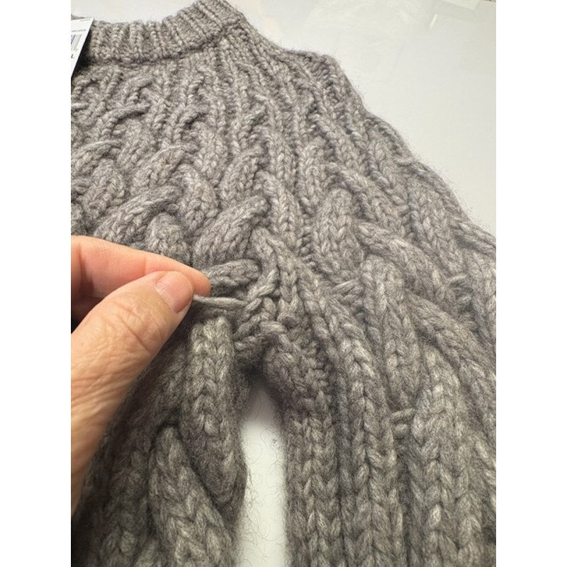 Michael Kors Shrinking Cable-Knit Wool-Blend Sweater Ash Melange Mens Sz XL