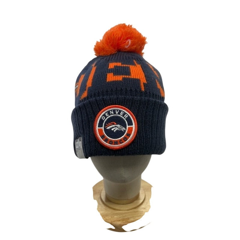 New Era Denver Broncos 2020 Sport Pom Cuffed Knit Hat Navy Orange Adult OSFM