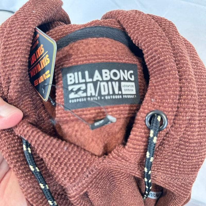 Billabong Outpost Pullover Sweatshirt Hooded Jacquard Fleece Orange Mens Size S