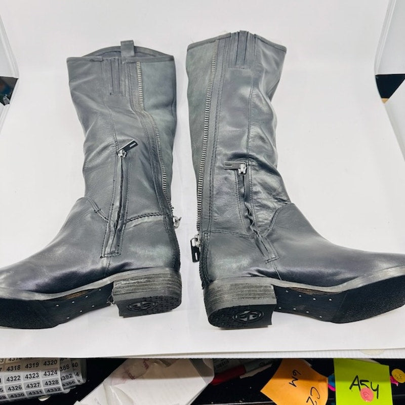 Sam Edelman Riding Boots Knee High Stacked Heel Leather Black Womens Size 6