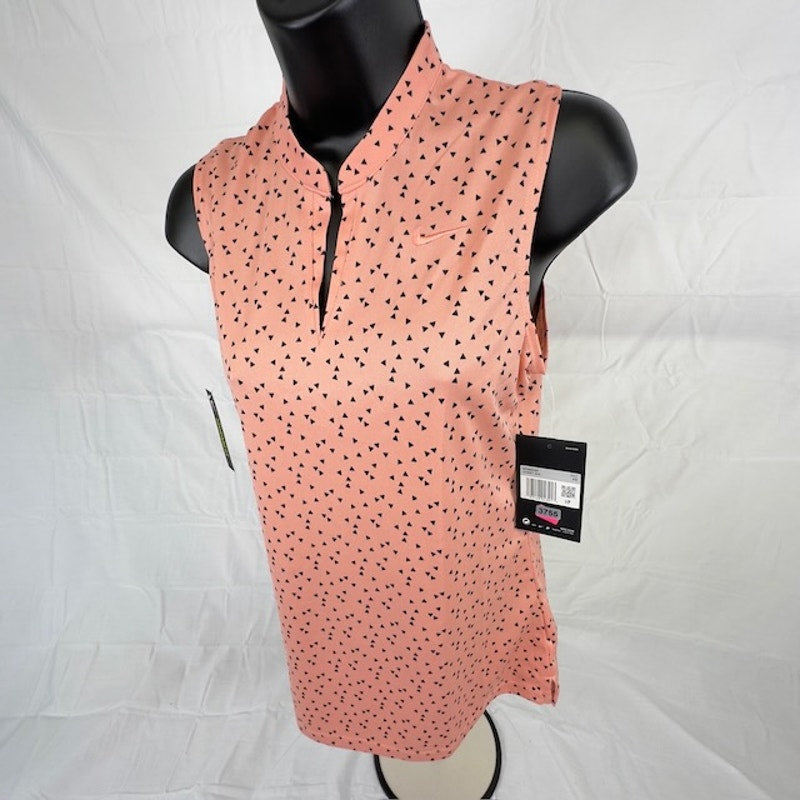 Nike Dri-FIT Victory Sleeveless Golf Polo Printed V-Neck Pink Womens XS