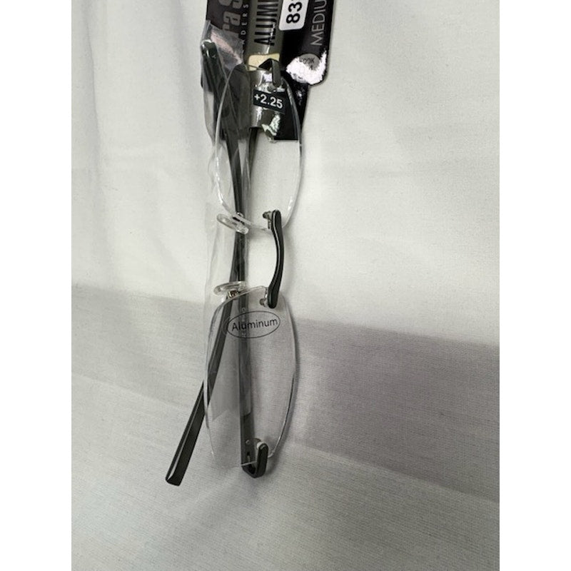 Ultra Spex Aluminum Reading Glasses +2.25 Medium Lightweight Black Frame