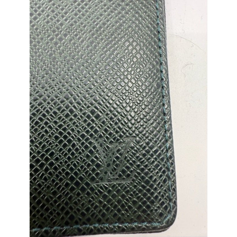 Louis Vuitton Taiga Leather Bifold Pass ID Card Holder Dark Green In Box