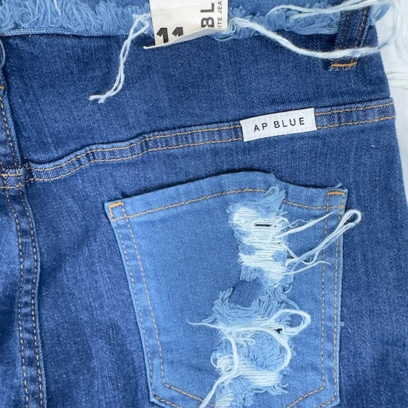 AP Blue by Aphrodite High Waisted Distressed Flare Jeans Cut Outs Blue 30