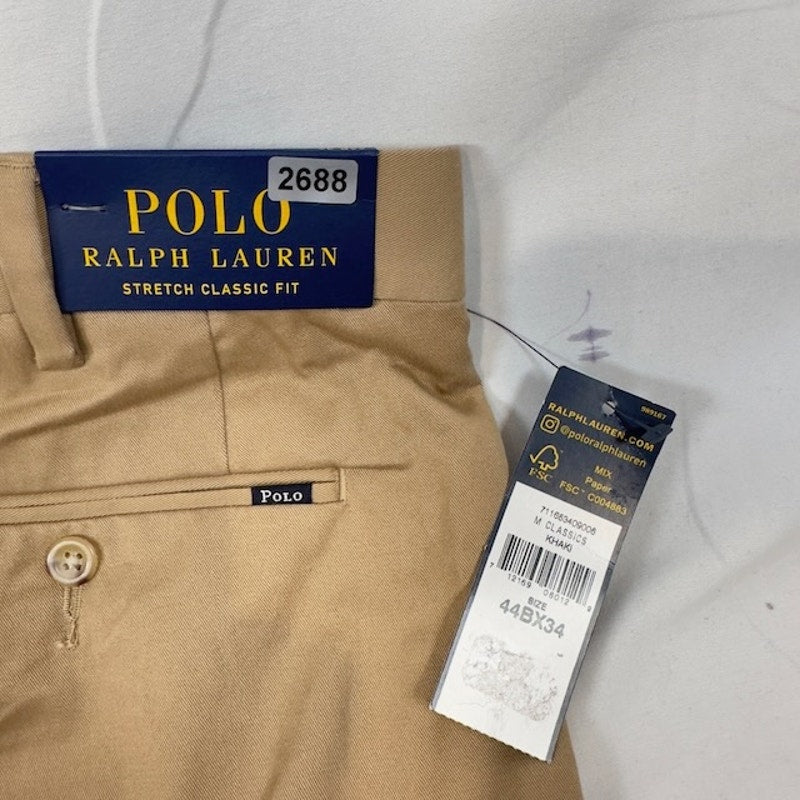Polo Ralph Lauren Stretch Classic Fit Chino Pants Pocket Khaki Mens Size 44Bx34