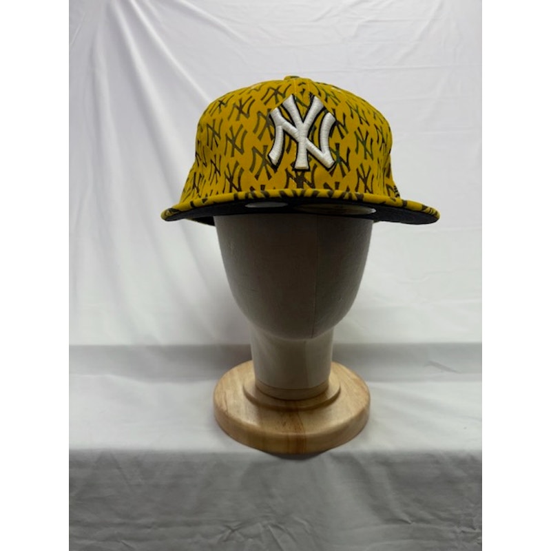 New Era 59FIFTY Fitted New York Yankees Monogram Print Yellow Unisex Size 8