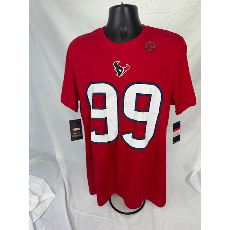 Nike Houston Texans J.J. Watt #99 T-Shirt Short Sleeve Dri Fit Red Mens L
