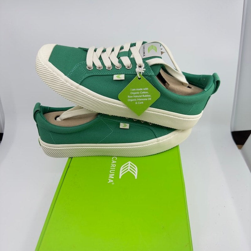 Cariuma Oca Low Canvas Sneaker Shoes Lace-Up Round Toe Green Mens Size 8.5/10