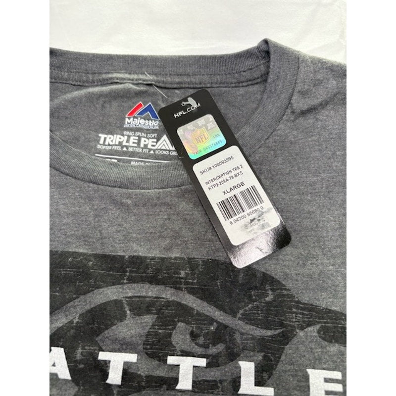 Majestic Seattle Seahawks NFL Interception T-Shirt Triple Peak Gray Size XL