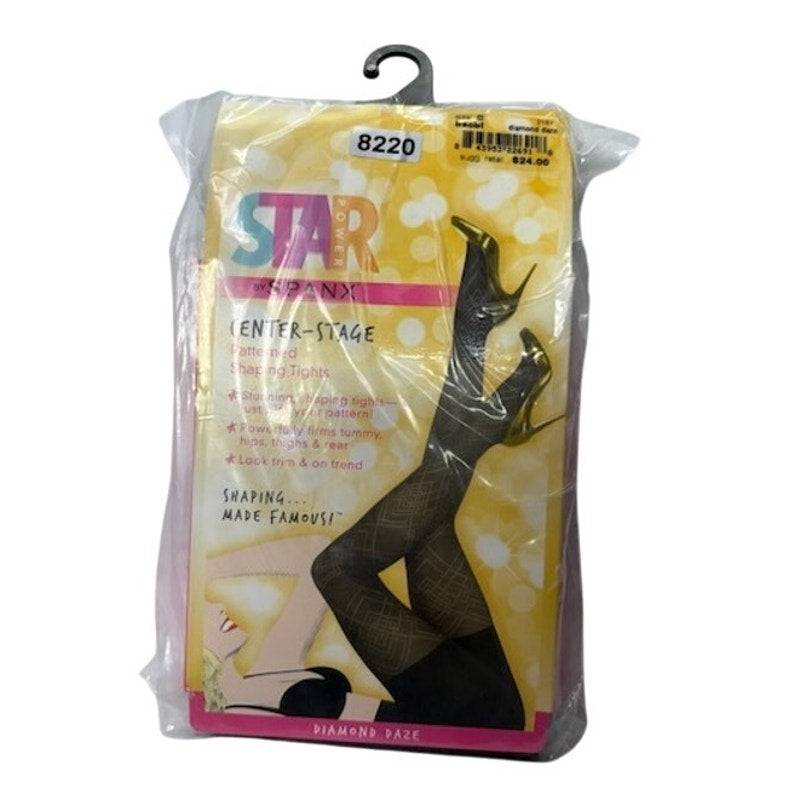 Star Power By SPANX Center Stage Diamond Daze Shaping Tights Black Size C